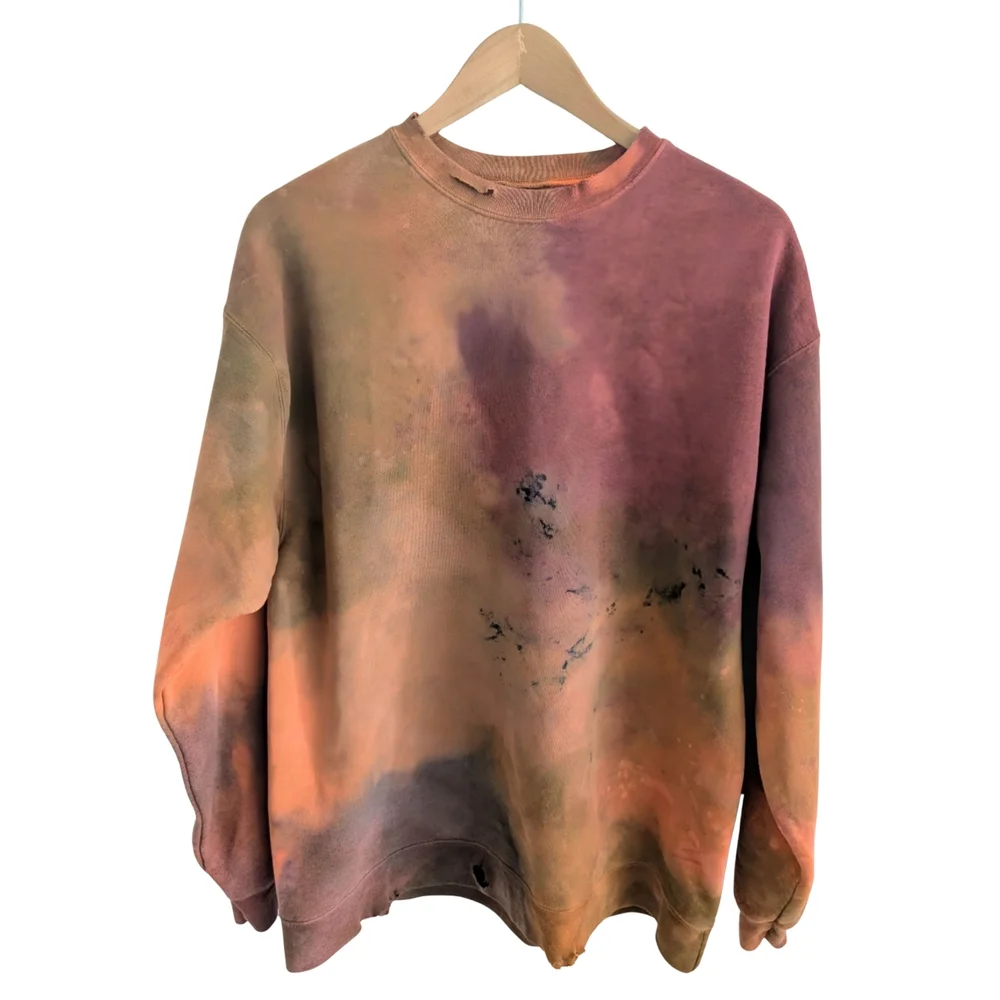 Hand-Dyed Distressed Crewneck (Men’s Size L) - Picture 1 of 4